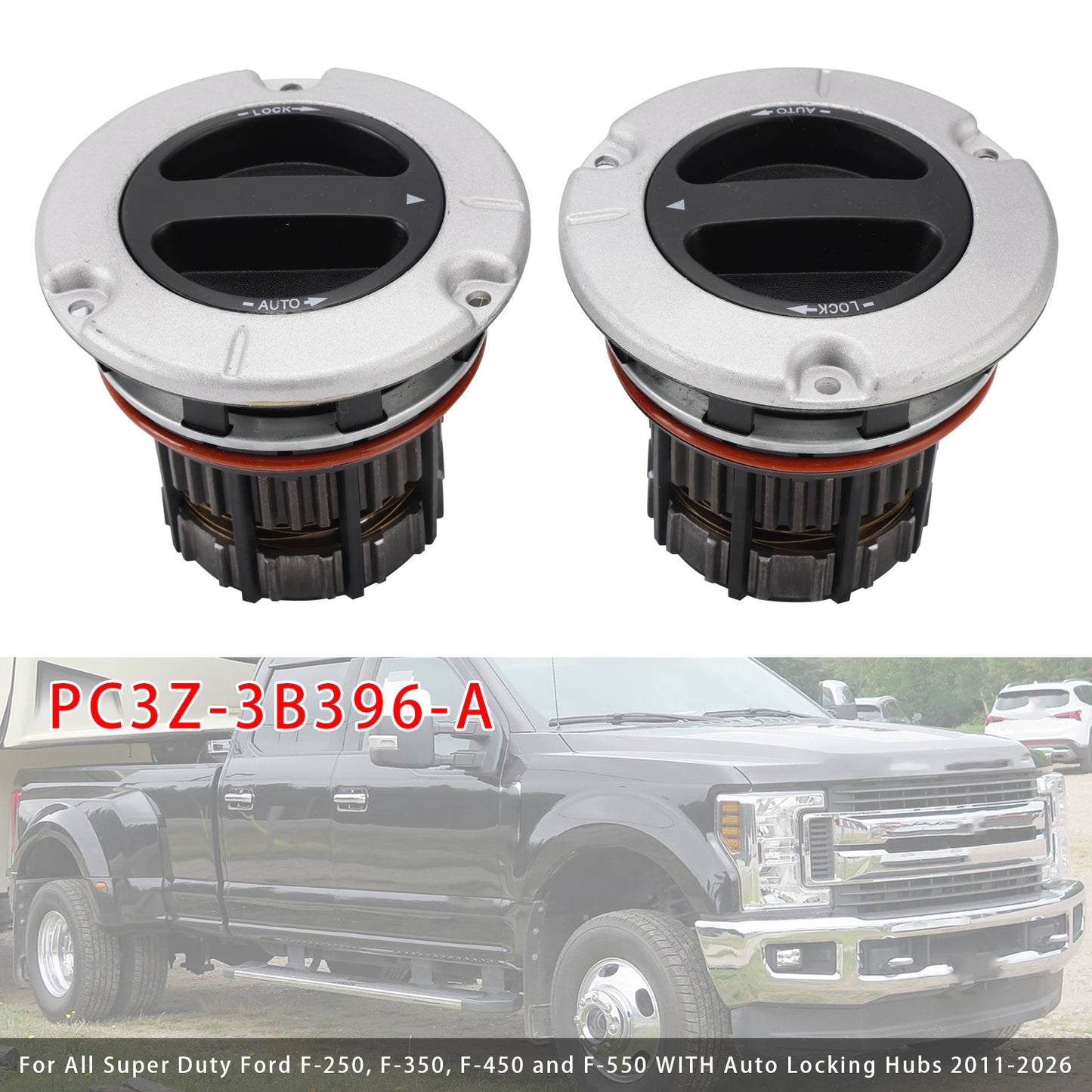 2PCS Auto Locking Front Hub PC3Z-3B396-A For Ford F250 F350 F450 F550 Super Duty 2011-2026