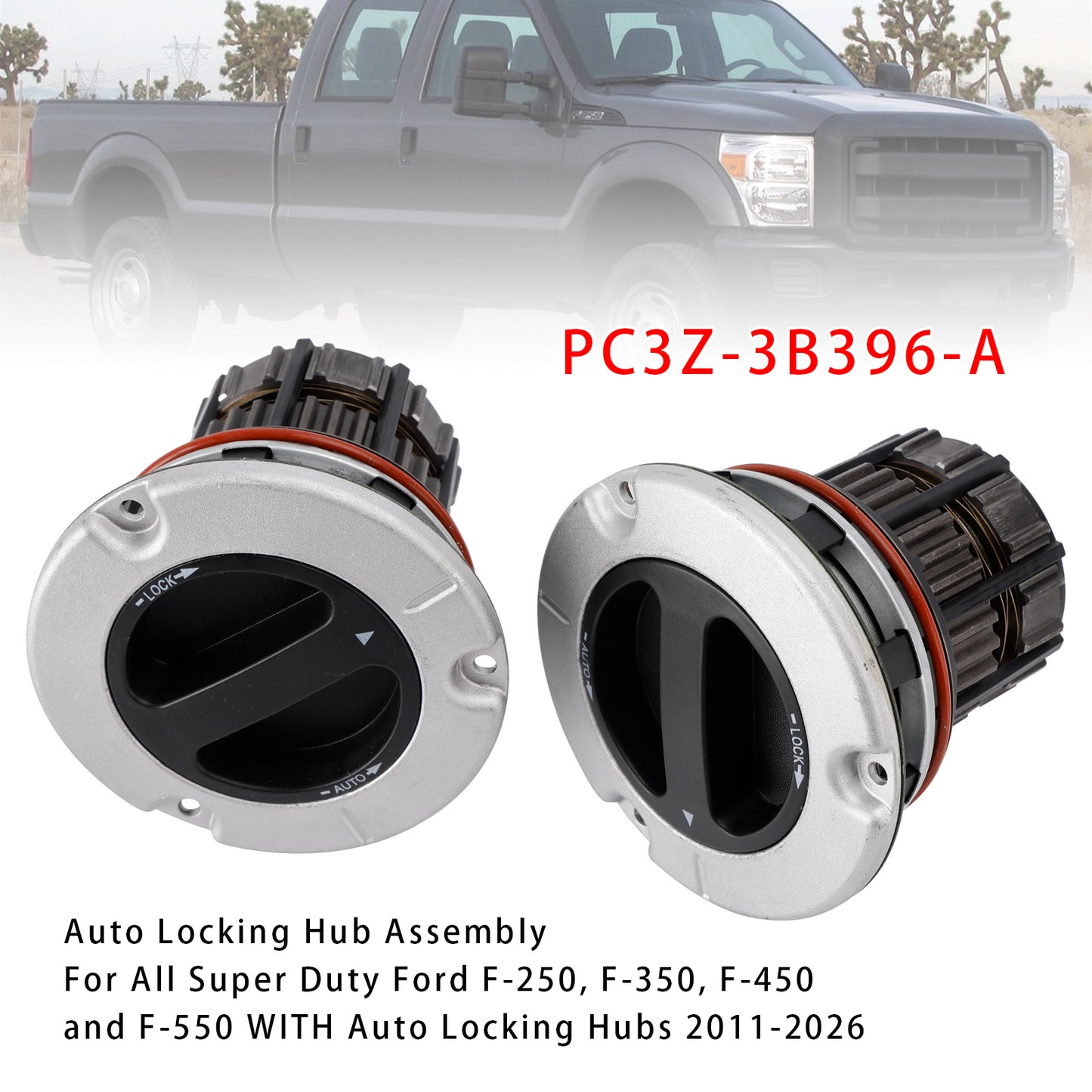 2PCS Auto Locking Front Hub PC3Z-3B396-A For Ford F250 F350 F450 F550 Super Duty 2011-2026