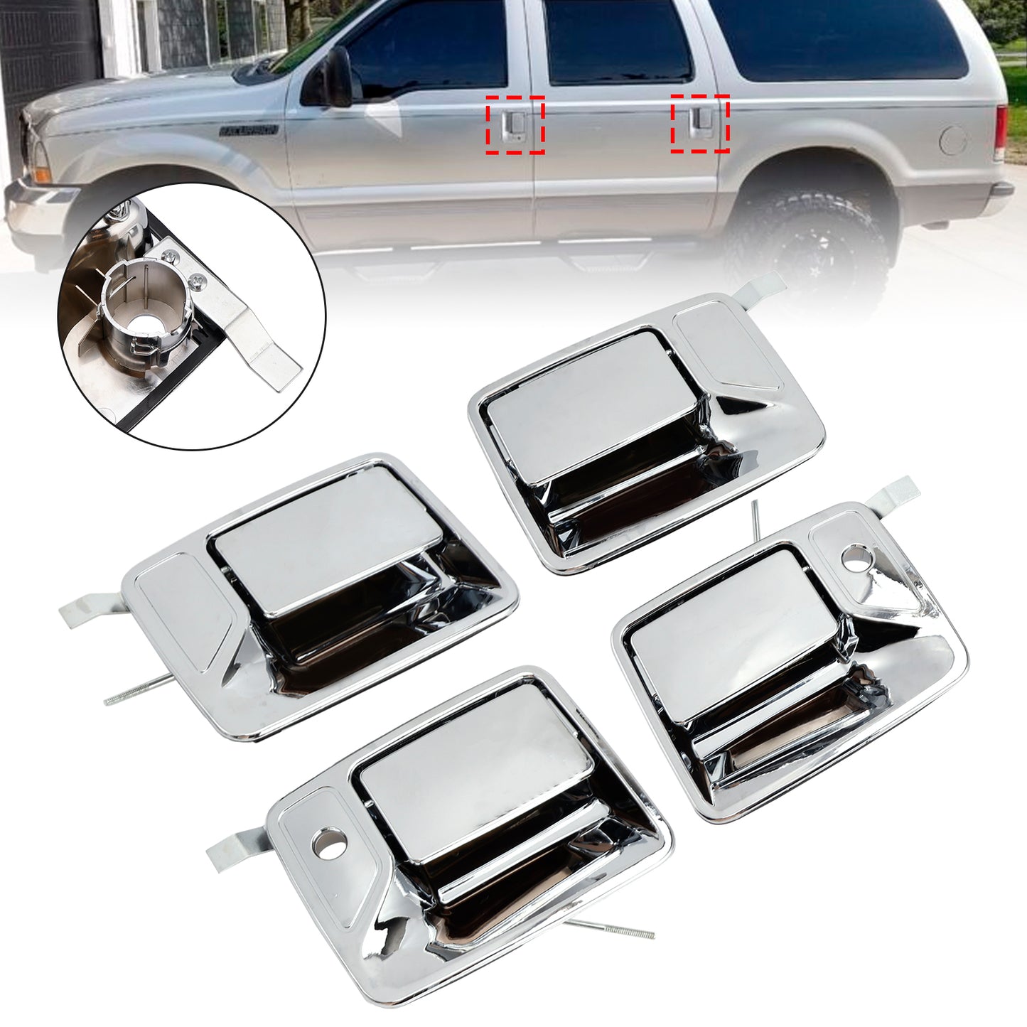 2000-2013 Ford F-750 7C3Z2522406AA 4Pcs Chrome Exterior Door Handle Set