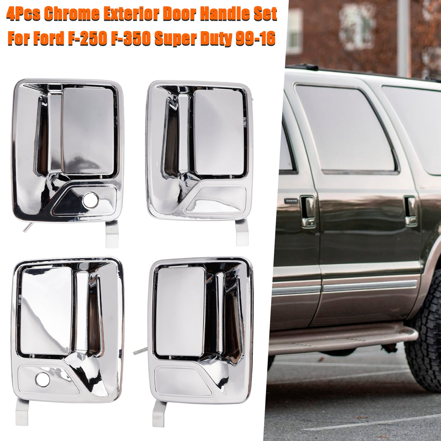 2000-2013 Ford F-750 7C3Z2522406AA 4Pcs Chrome Exterior Door Handle Set