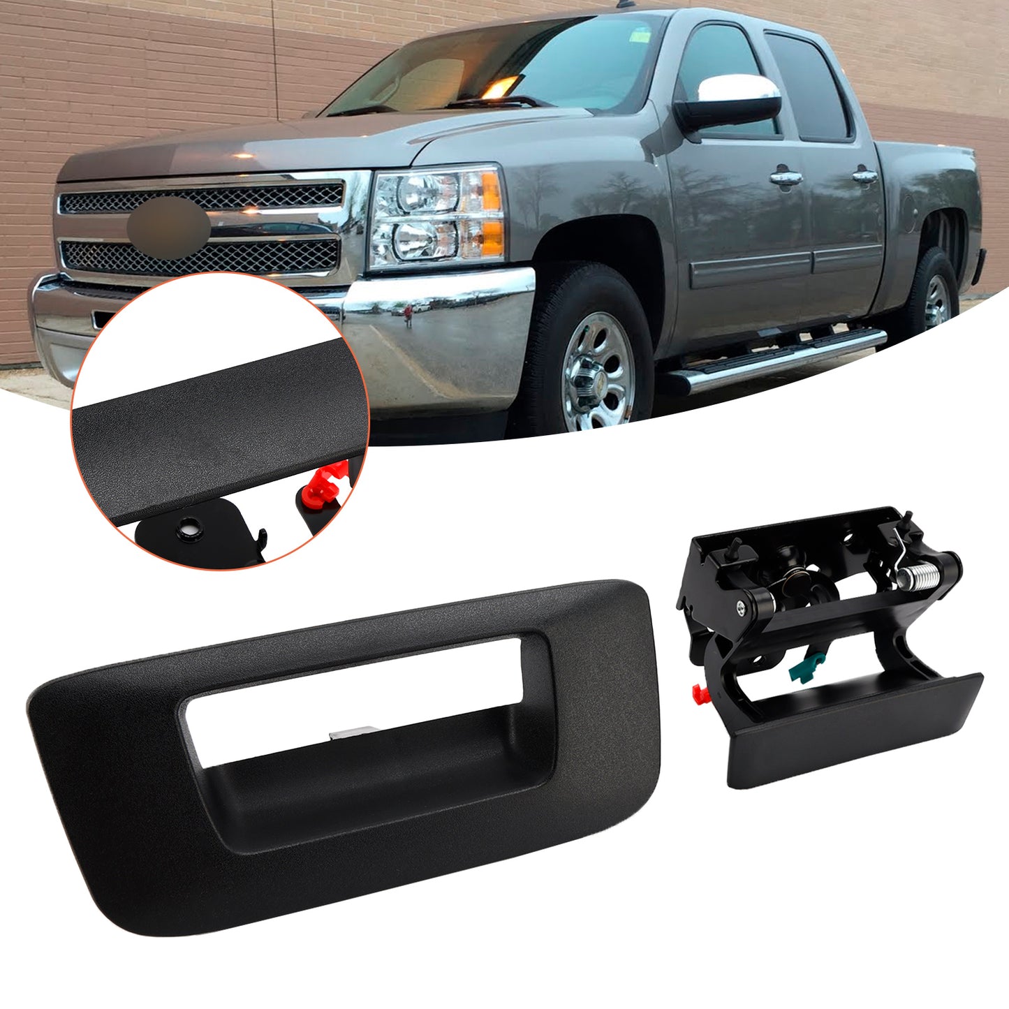 2007-2013 Chevrolet Silverado 1500 Tailgate Handle Set of 2 Exterior Black