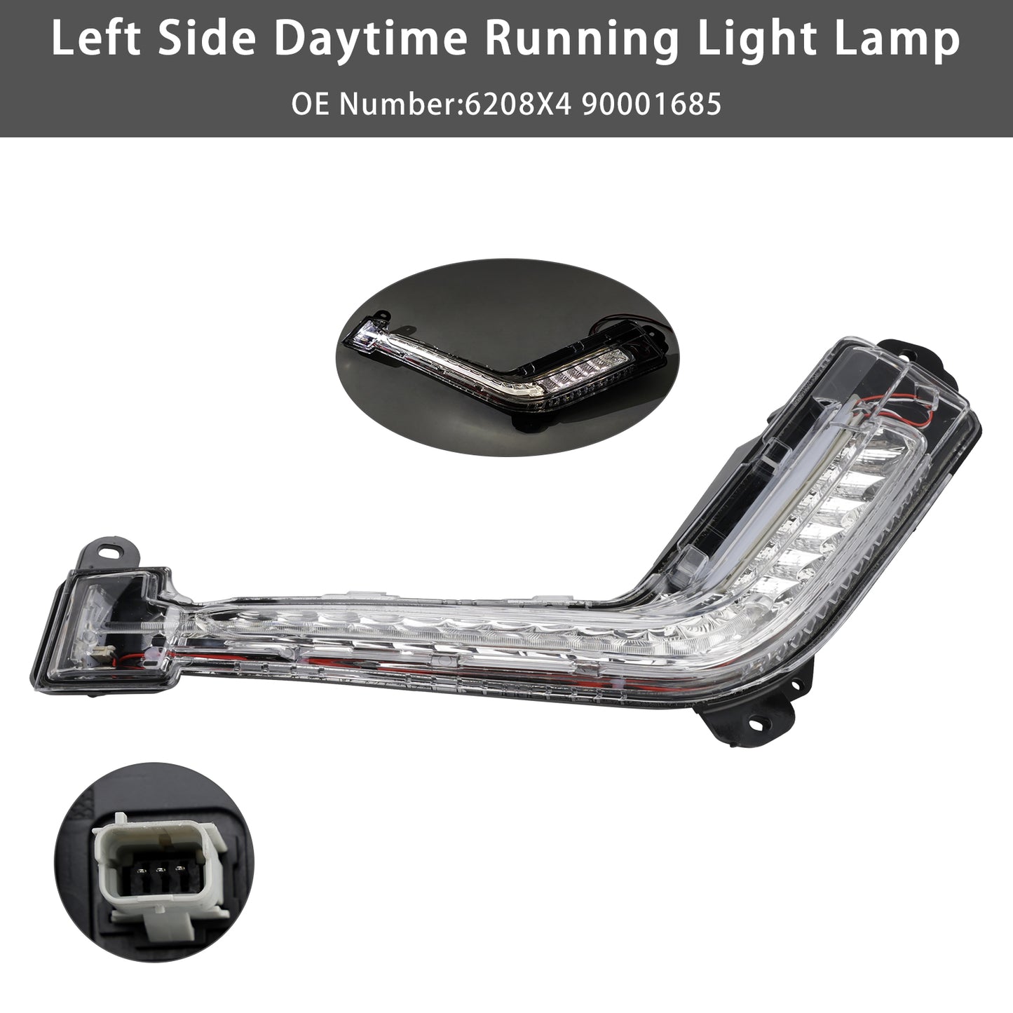06.2011-04.2014 Peugeot 308 Mk1 Hatch 6208X4 90001685 Left Side Daytime Running Light Lamp