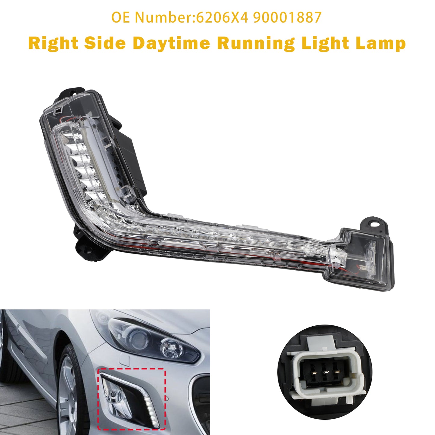 2011-2014 Peugeot 308 Mk1 Hatch Right Side DRL Light Lamp LED Bulbs