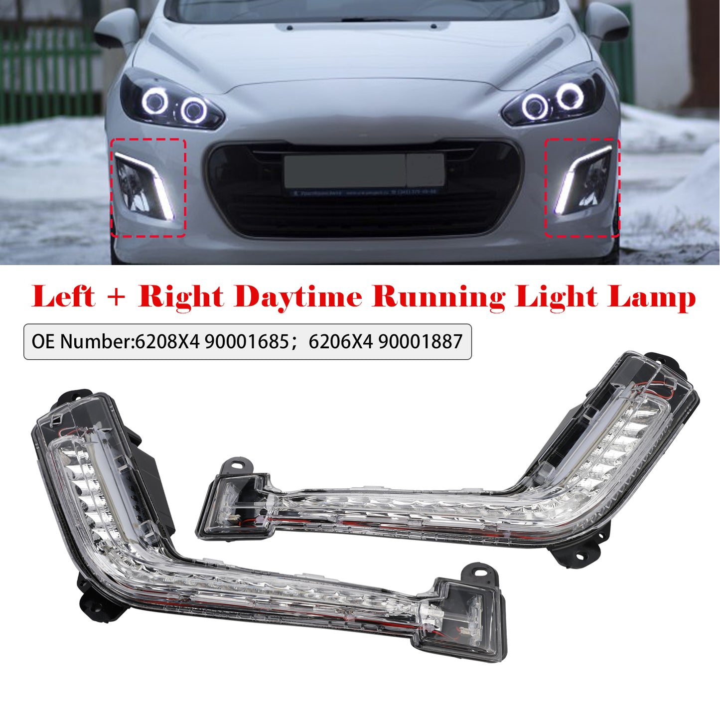 2011-2014 Peugeot 308 Mk1 Hatch Left + Right DRL Light Lamp LED Bulbs