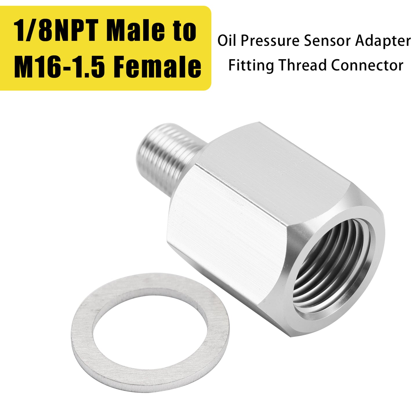 1/8NPT Male to M16-1.5 Female Oil Pressure Sensor Adapter Fitting Thread Connector