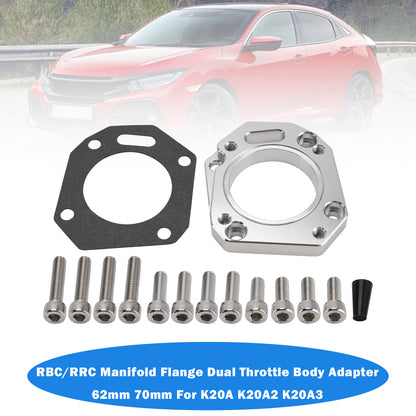 K-swap Integra Civic K20A K20A2 K20A3 Manifold Flange RBC/RRC Manifold Flange Dual Throttle Body Adapter 62mm 70mm