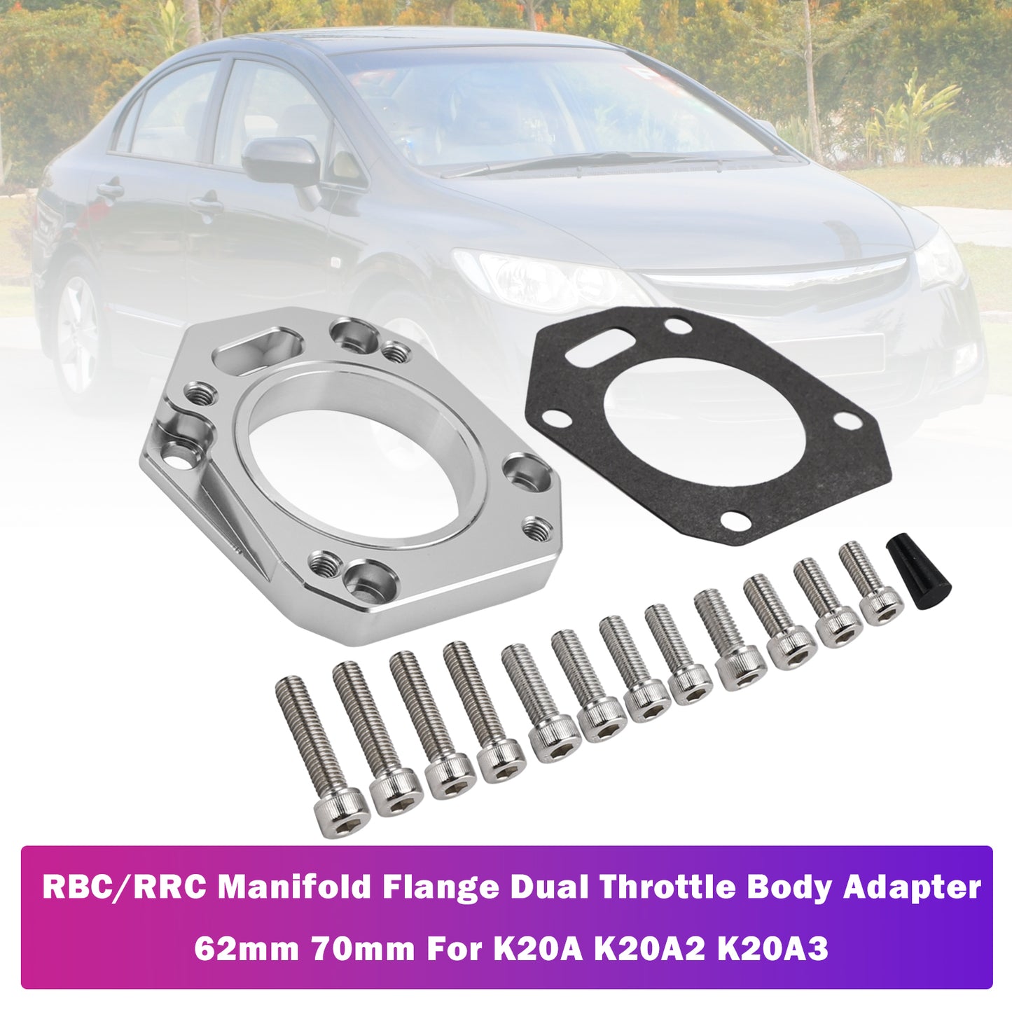 K-swap Integra Civic K20A K20A2 K20A3 Manifold Flange RBC/RRC Manifold Flange Dual Throttle Body Adapter 62mm 70mm