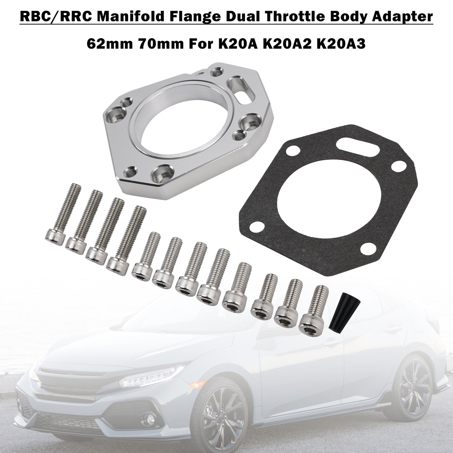 K-swap Integra Civic K20A K20A2 K20A3 Manifold Flange RBC/RRC Manifold Flange Dual Throttle Body Adapter 62mm 70mm