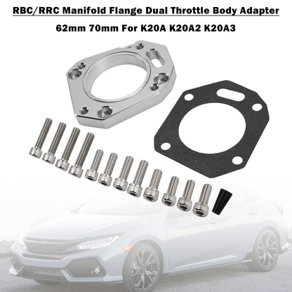 K-swap Integra Civic K20A K20A2 K20A3 Manifold Flange RBC/RRC Manifold Flange Dual Throttle Body Adapter 62mm 70mm