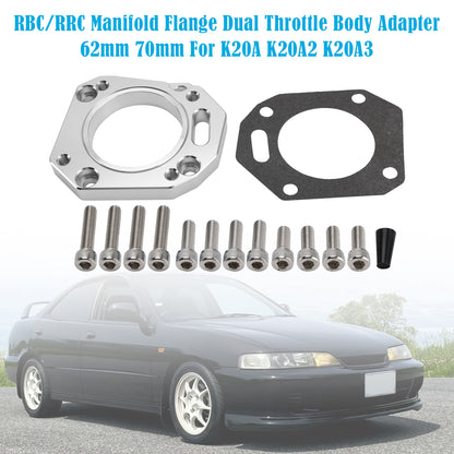 K-swap Integra Civic K20A K20A2 K20A3 Manifold Flange RBC/RRC Manifold Flange Dual Throttle Body Adapter 62mm 70mm