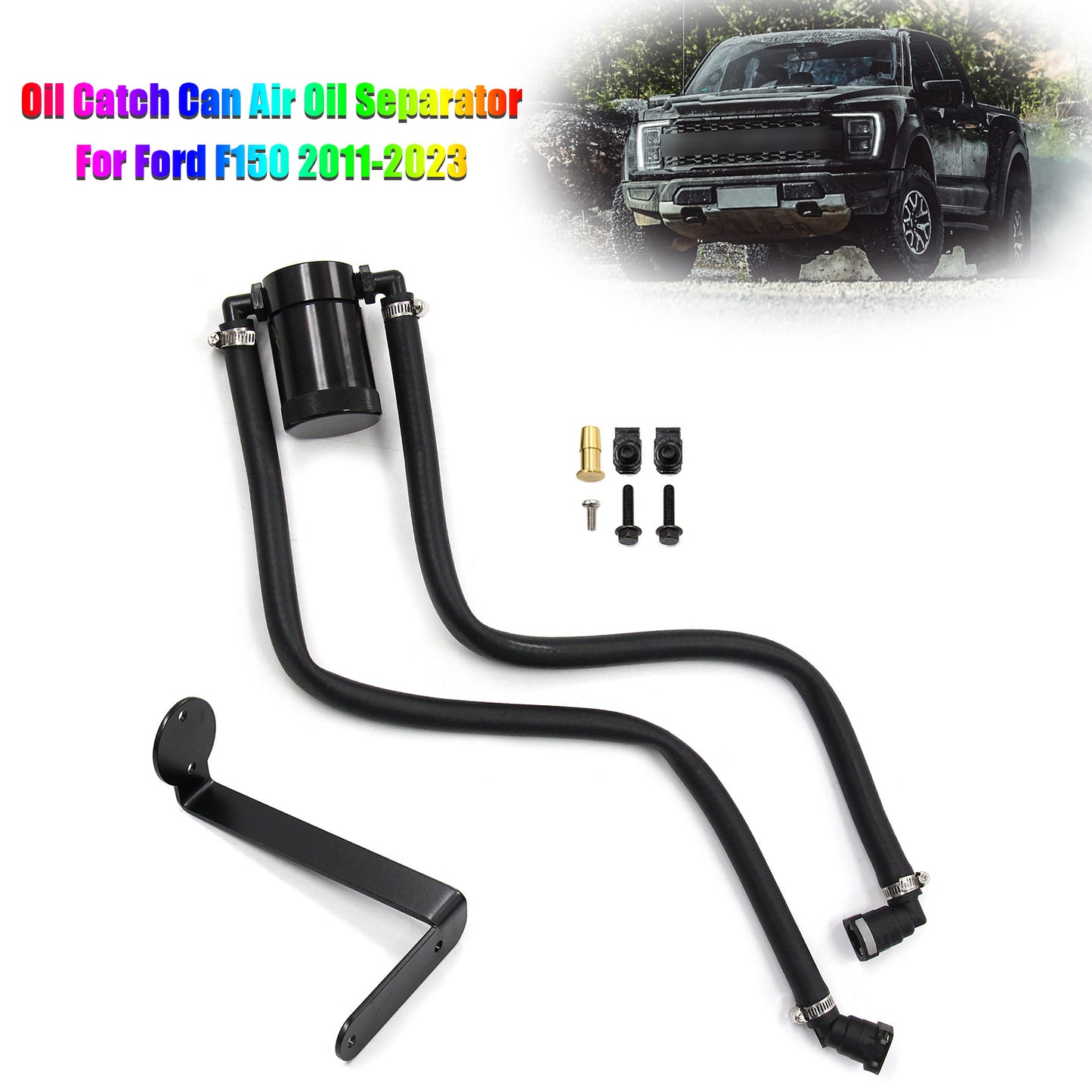 2016 Ford F-150 5.0L OCC-1077-BK Ford F150 Oil Catch Can Air Oil Separator