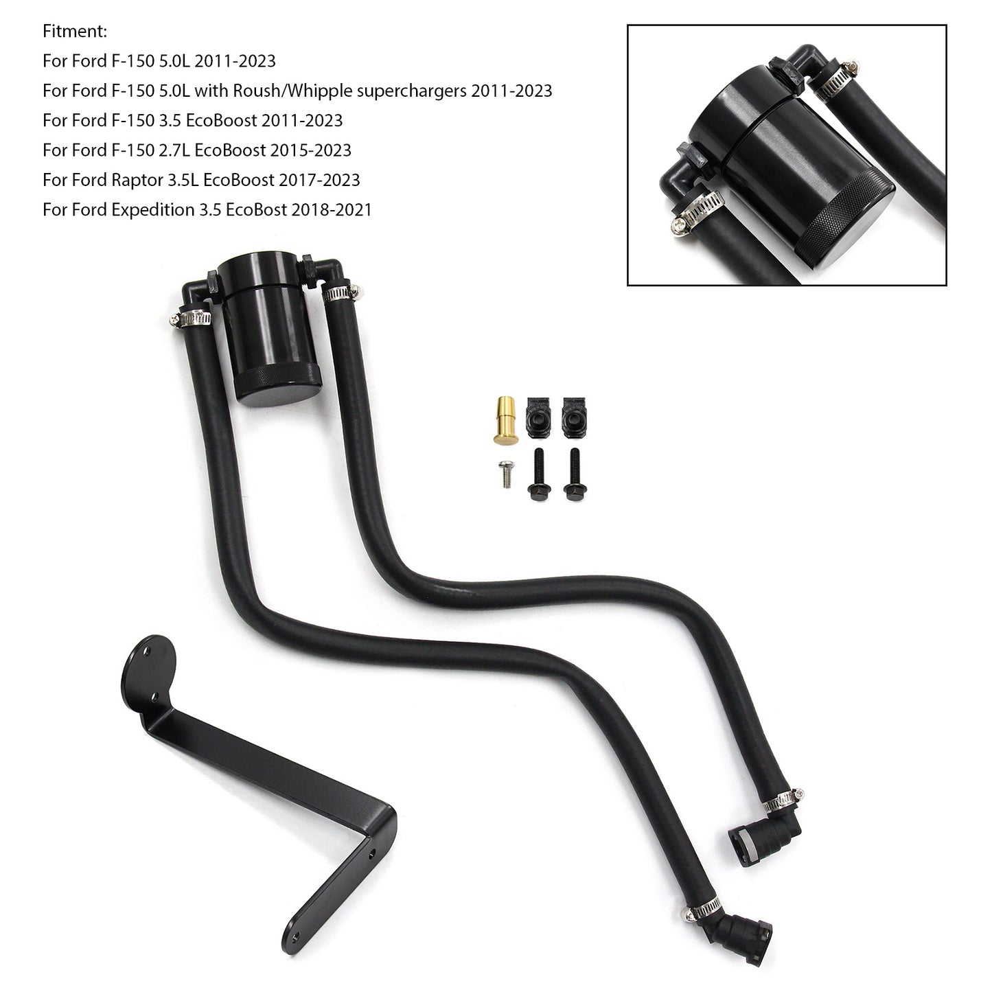 2016 Ford F-150 5.0L OCC-1077-BK Ford F150 Oil Catch Can Air Oil Separator