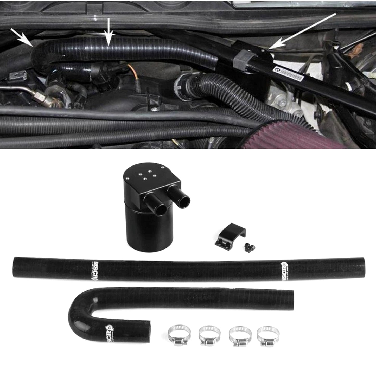 2008 Bmw 1 Series E82 Coupe 135i 1m OCC016-Black Oil Catch Can Tank with Silicone Radiator Hose