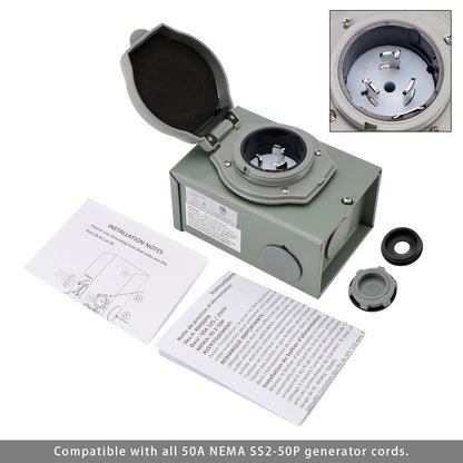 50Amp RV Generator Inlet Box NEMA SS2-50P Power Inlet Box 125/250V