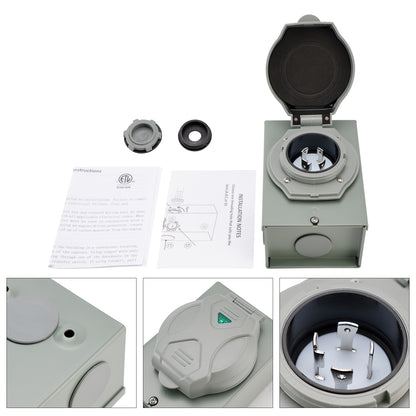 30Amp RV Generator Inlet Box NEMA SS2-50P Power Inlet Box 125/250V