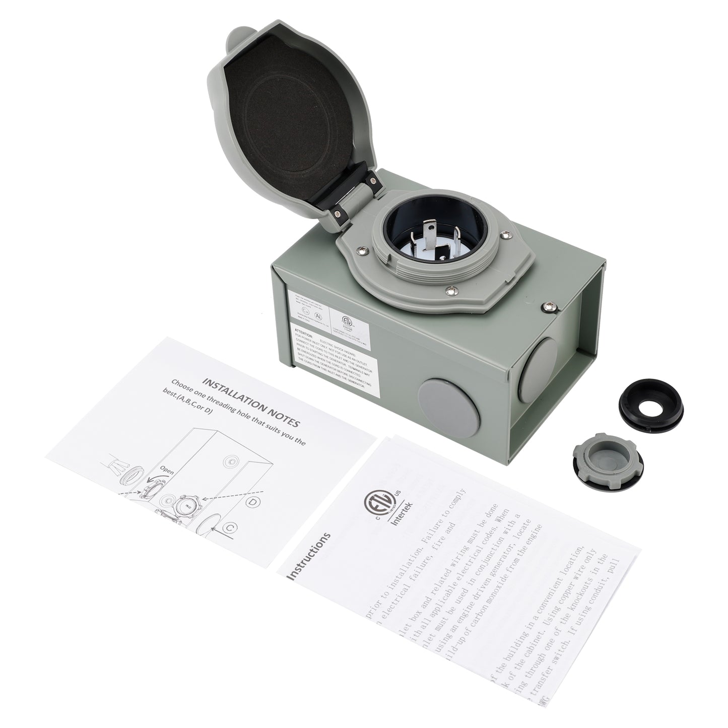 30Amp RV Generator Inlet Box NEMA SS2-50P Power Inlet Box 125/250V