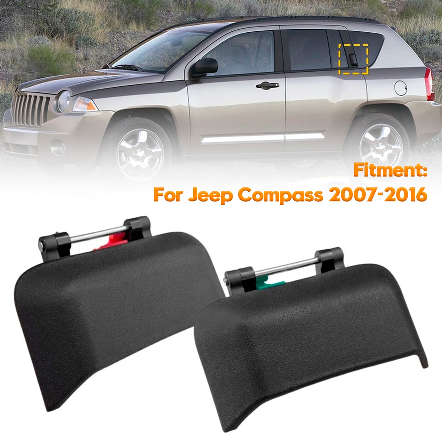 1Pair Car Rear Door Exterior Handle Black 2007-2016 Jeep Compass