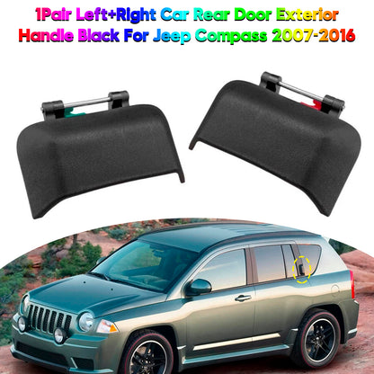1Pair Car Rear Door Exterior Handle Black 2007-2016 Jeep Compass