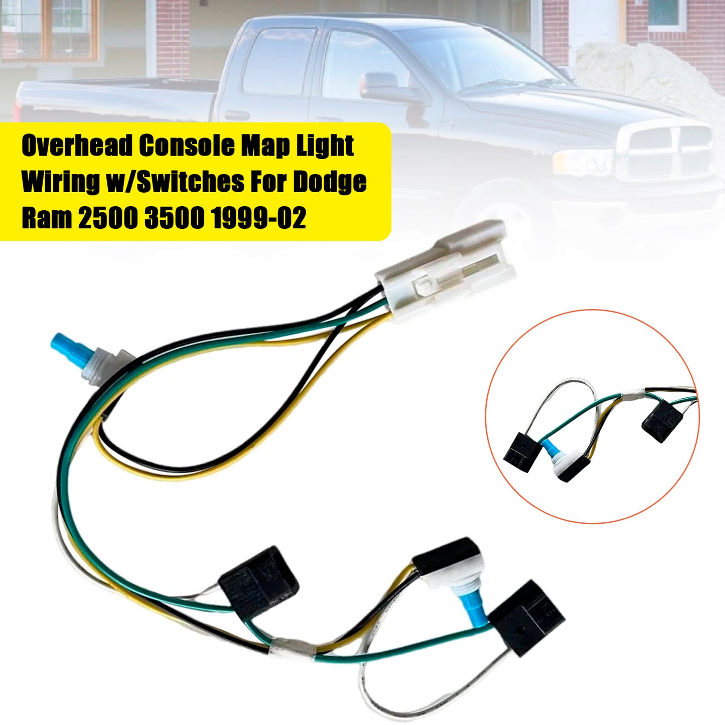 1999-02 Dodge Ram 2500 3500 Overhead Console Map Light Wiring w/Switches
