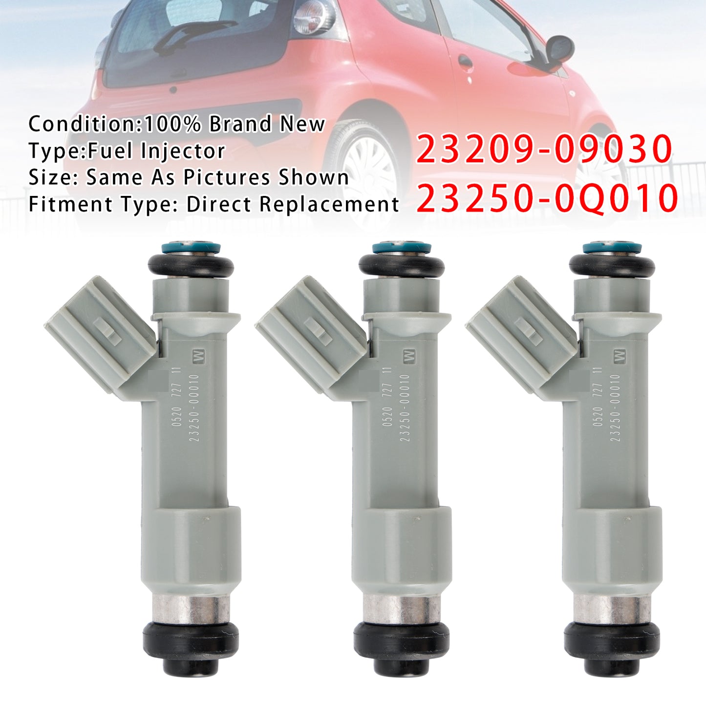 2005 Toyota AYGO (WNB1_ KGB1_) 1.0 (KGB10) Hatchback 23209-09030 3Pcs Fuel Injector