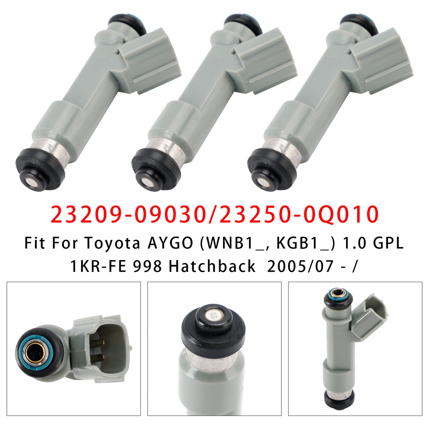 2005 Toyota AYGO (WNB1_ KGB1_) 1.0 (KGB10) Hatchback 23209-09030 3Pcs Fuel Injector