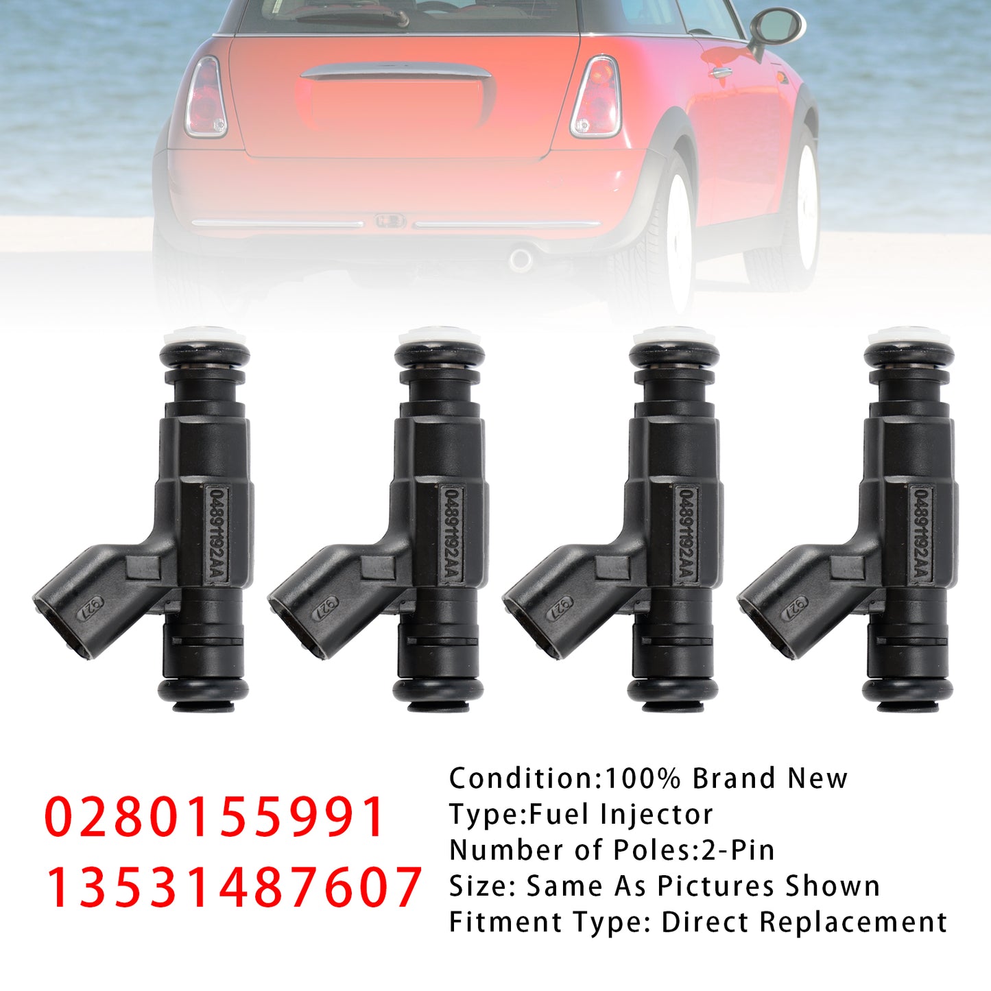 Mini Cooper One R50 R53 R52 1.6 0280155991 13531487607 4Pcs Fuel Injector