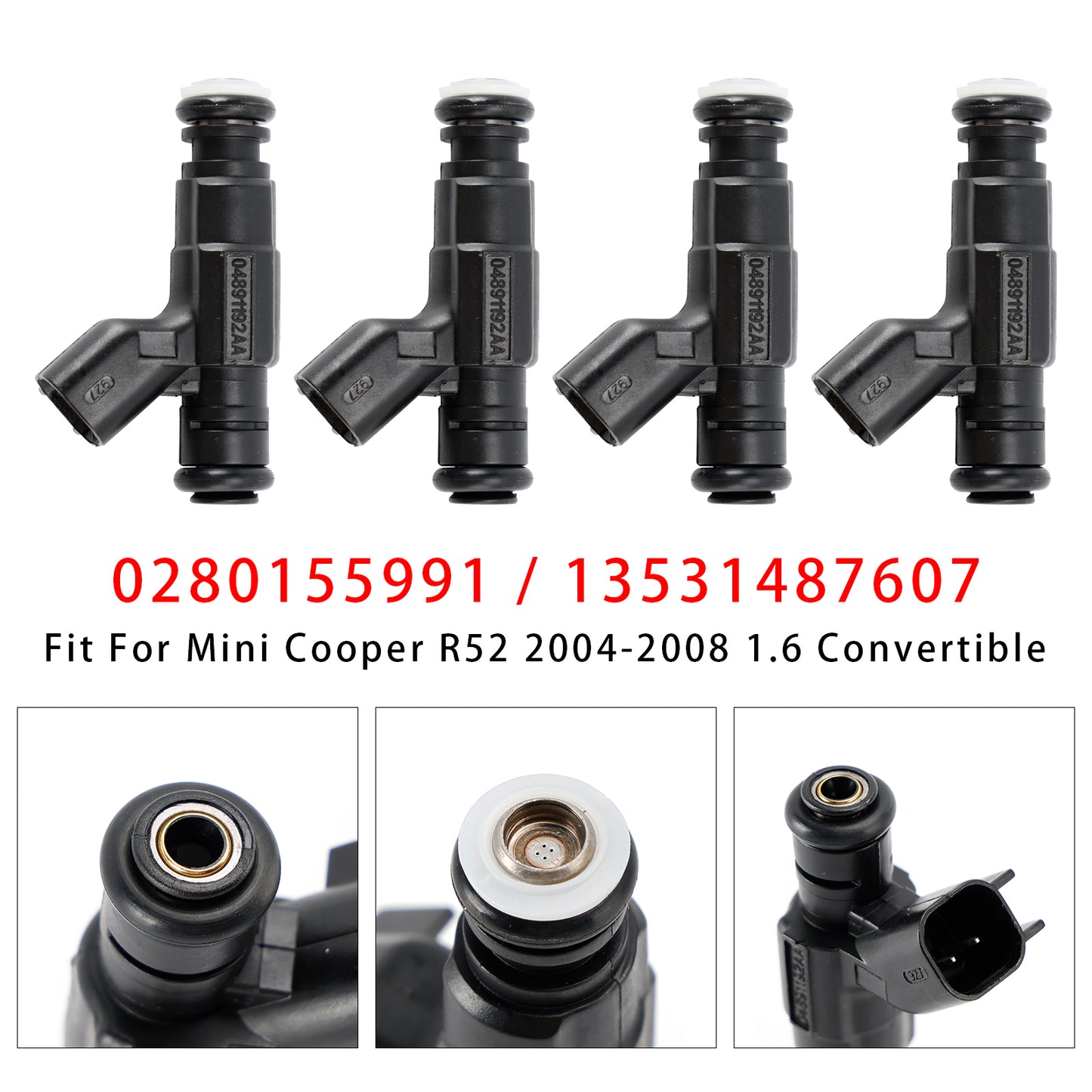Mini Cooper One R50 R53 R52 1.6 0280155991 13531487607 4Pcs Fuel Injector