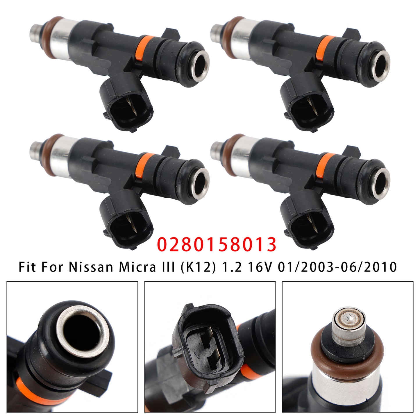2003 Nissan Micra III (K12) 1.4 16V 0280158013 4Pcs Fuel Injector
