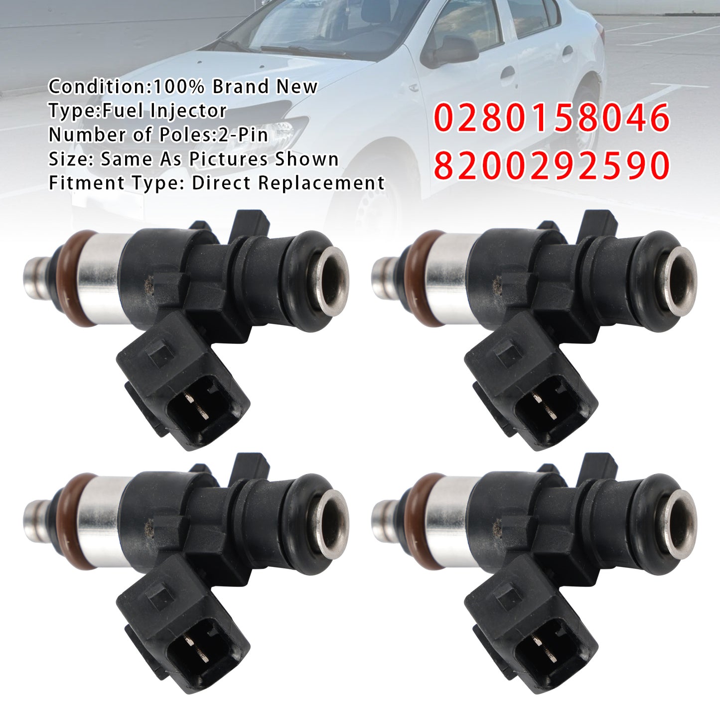 2006-2022 Dacia Logan LS_ 1.2 16V Saloon 8200292590 4Pcs Fuel Injector