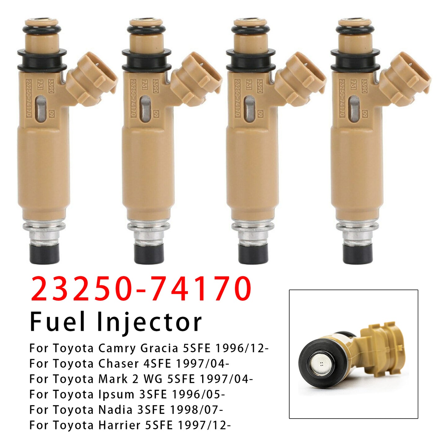 1997-2000 Toyota RAV4 2.2L I4 / 3.0L V6 23250-74170 4Pcs Fuel Injector