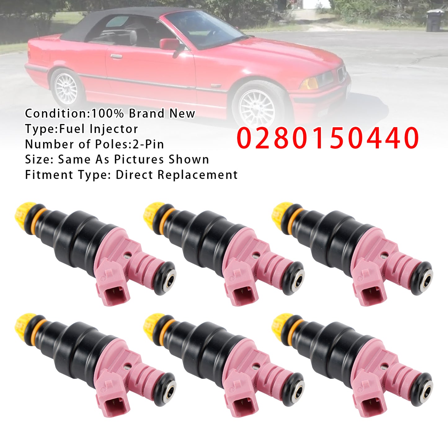 1997 BMW 528i 0280150440 6Pcs Fuel Injector