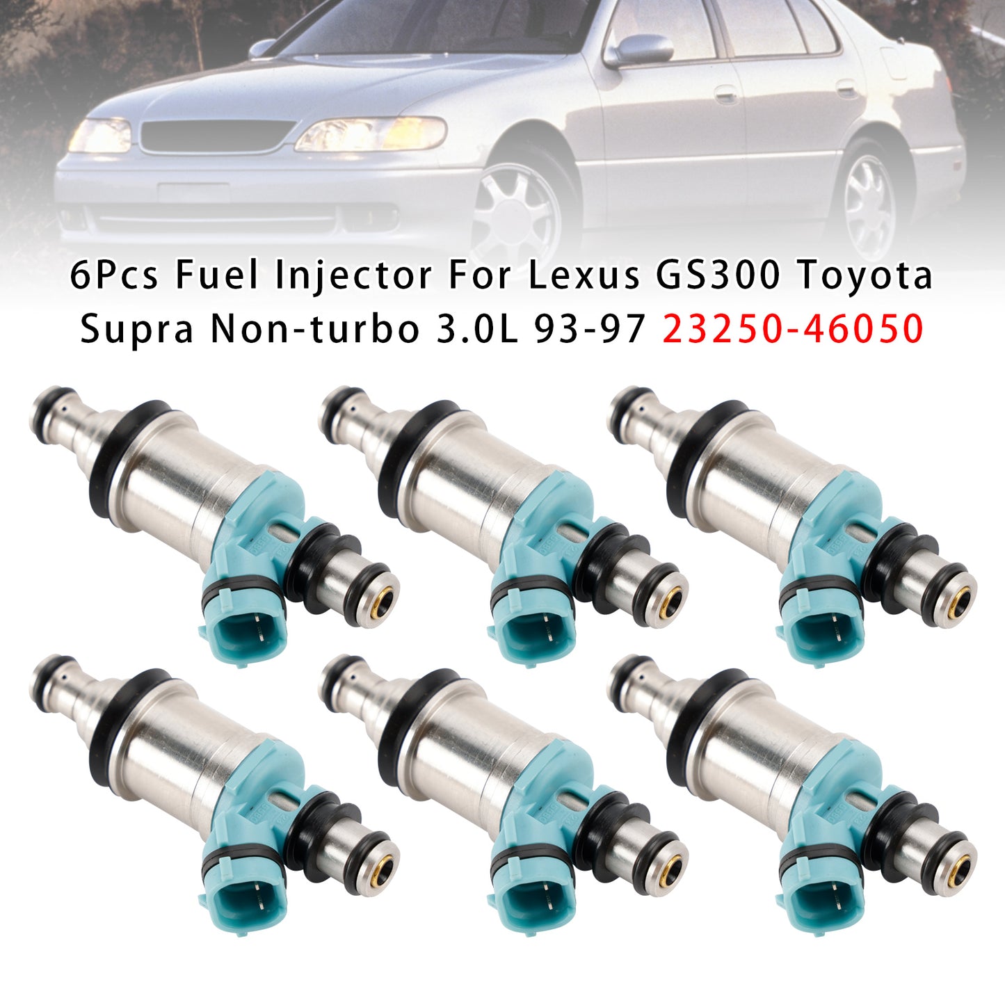 1993 Lexus GS300 3.0L 23250-46050 6Pcs Fuel Injector