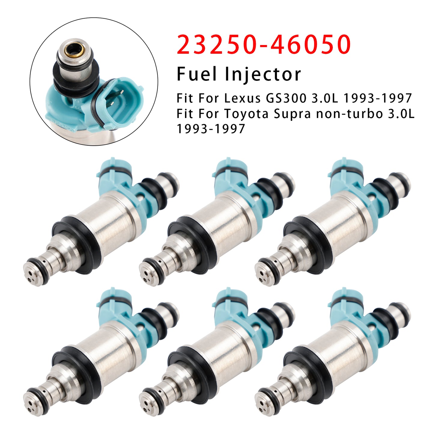 1993 Lexus GS300 3.0L 23250-46050 6Pcs Fuel Injector