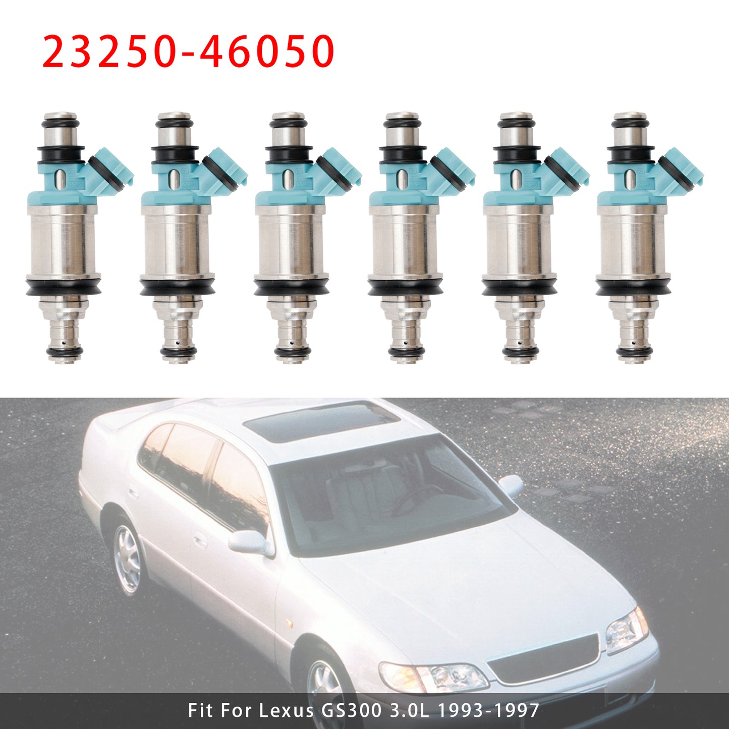 1993 Lexus GS300 3.0L 23250-46050 6Pcs Fuel Injector