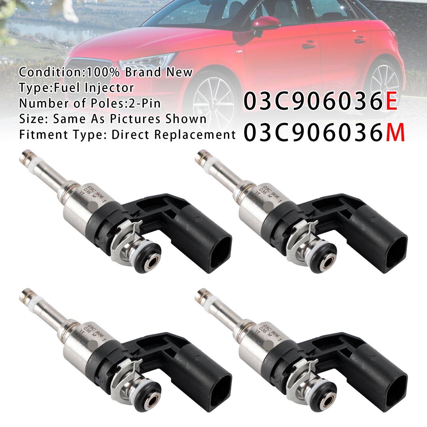 2011/11-2015/04 Audi A1 Sportback 8XA 8XF 1.4L Petrol 03C906036E 4Pcs Fuel Injector