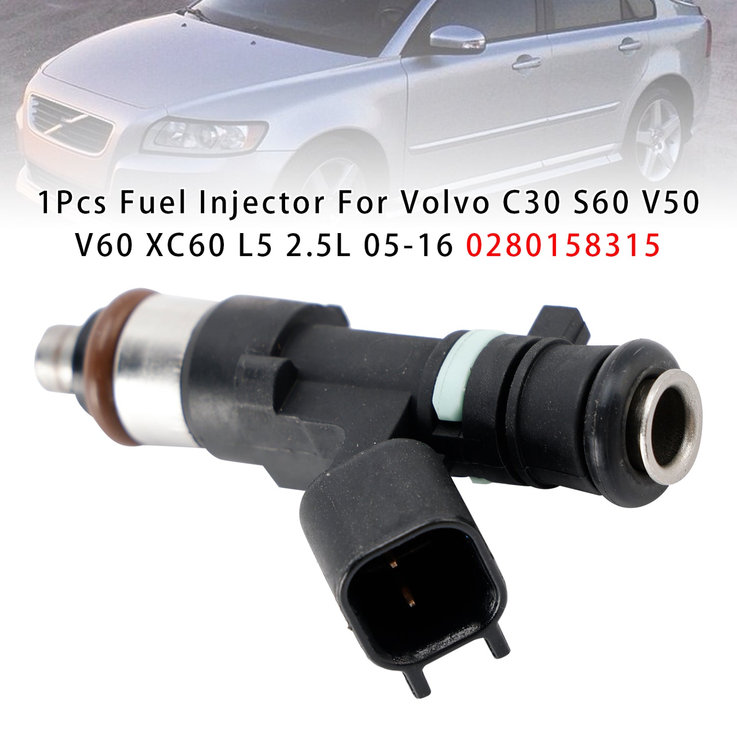 Volvo C30 S60 V50 V60 XC60 L5 2.5L 05-16 0280158315 1Pcs Fuel Injector
