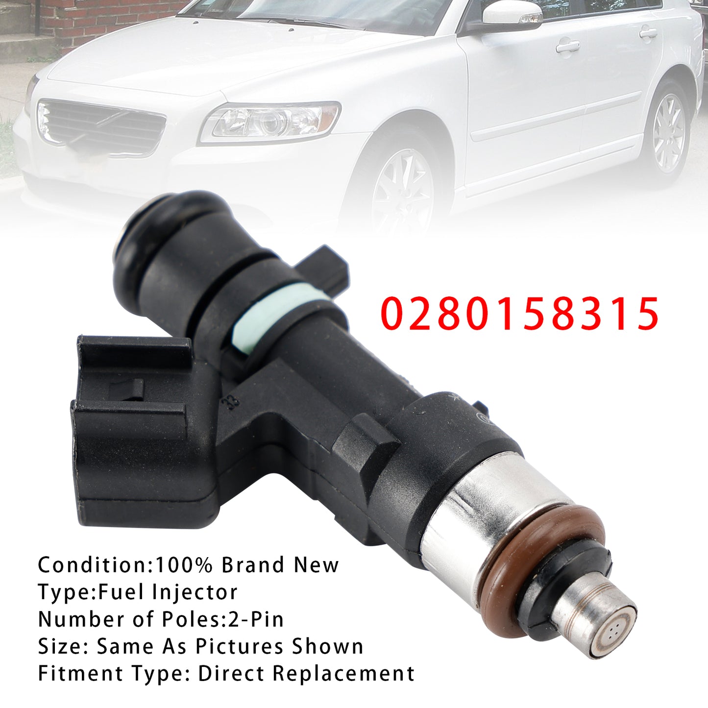 Volvo C30 S60 V50 V60 XC60 L5 2.5L 05-16 0280158315 1Pcs Fuel Injector