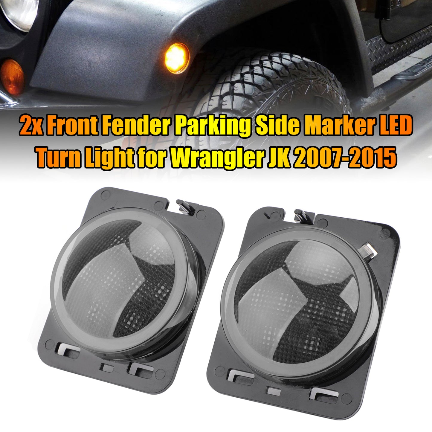 2007-2015 Wrangler JK 2x Front Fender Parking Side Marker LED Turn Light