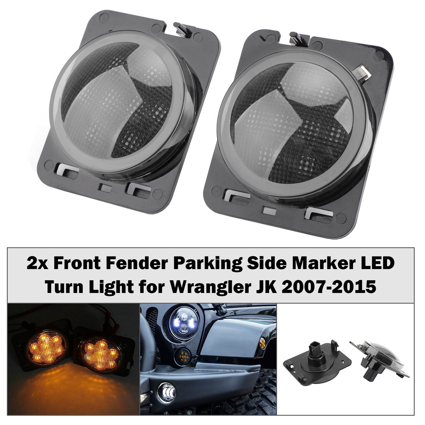 2007-2015 Wrangler JK 2x Front Fender Parking Side Marker LED Turn Light