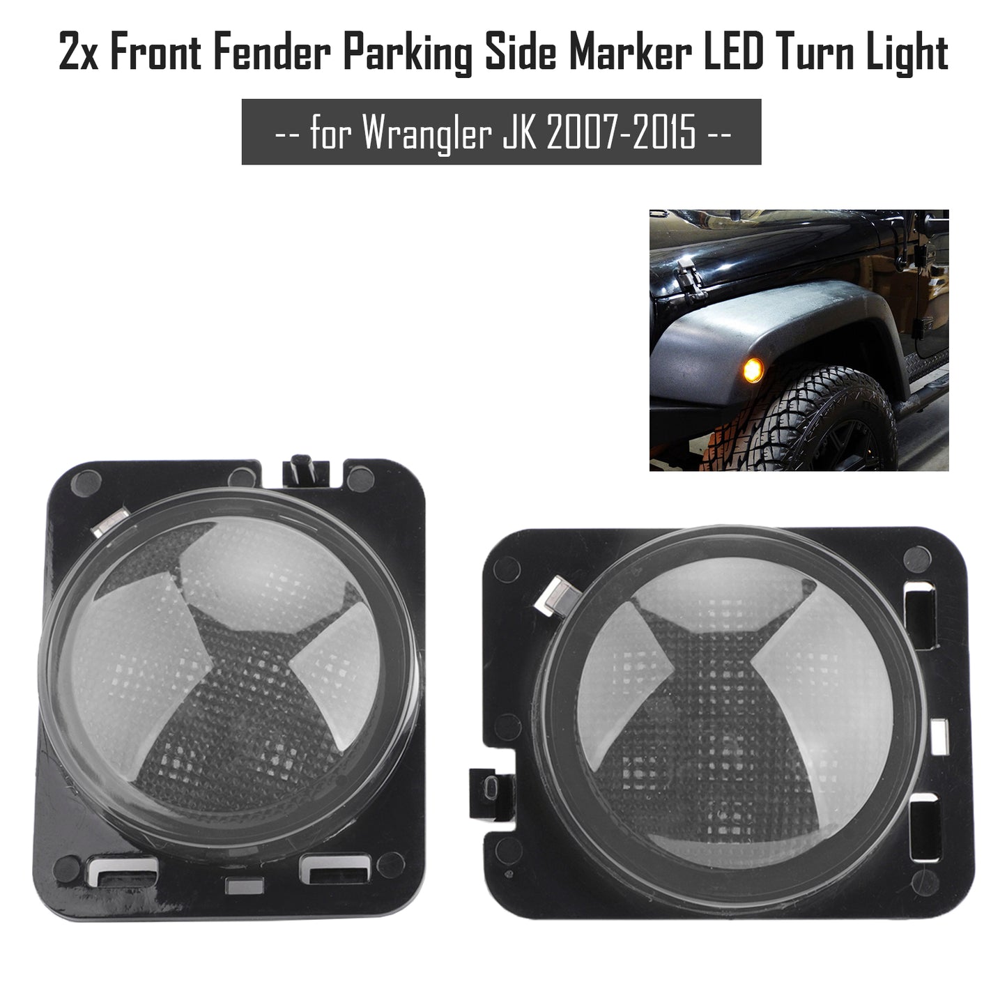 2007-2015 Wrangler JK 2x Front Fender Parking Side Marker LED Turn Light