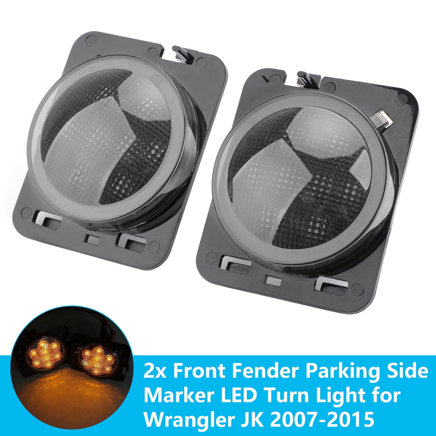 2007-2015 Wrangler JK 2x Front Fender Parking Side Marker LED Turn Light