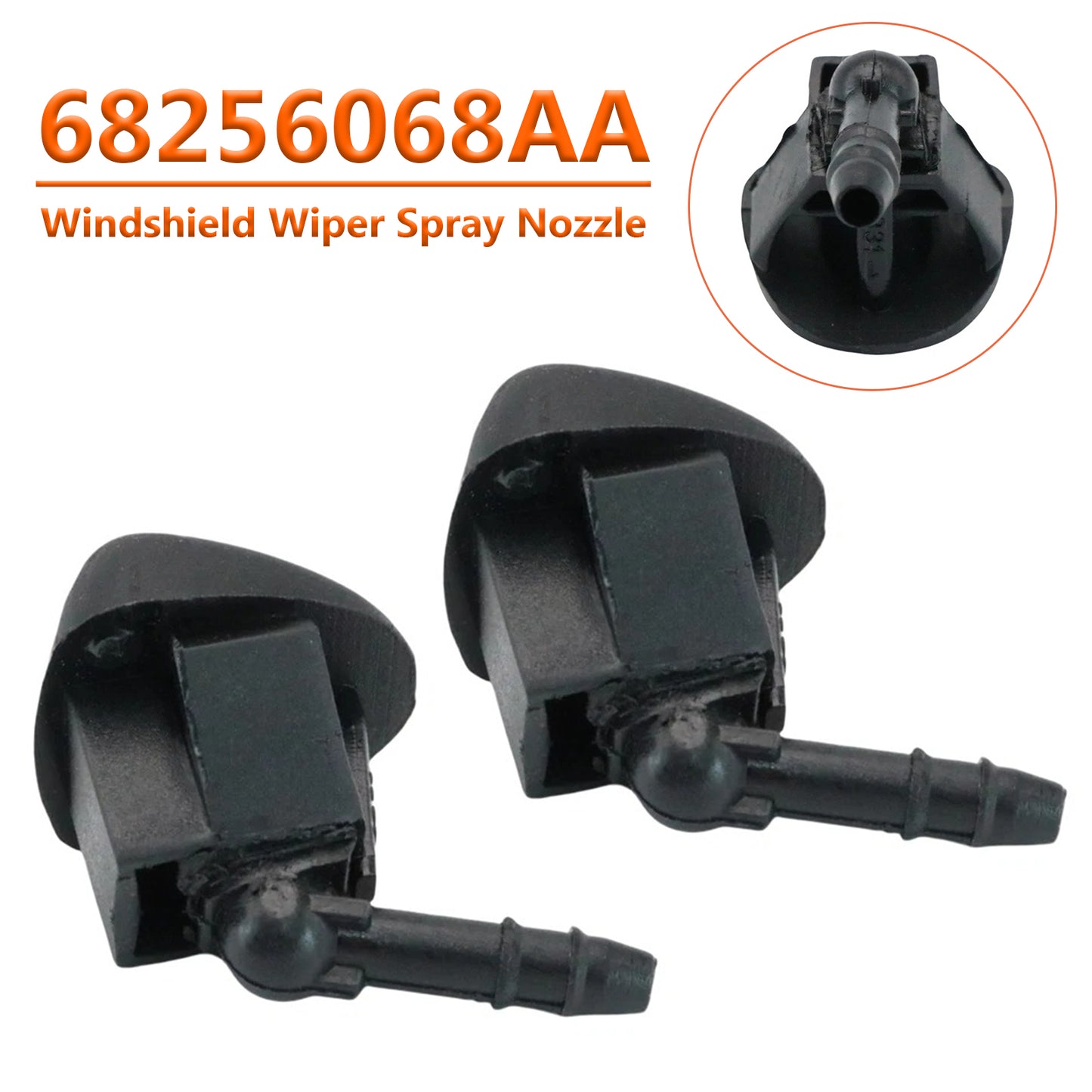 2 Pcs Windshield Wiper Spray Nozzle 2015-2020 Jeep Renegade 68256068AA