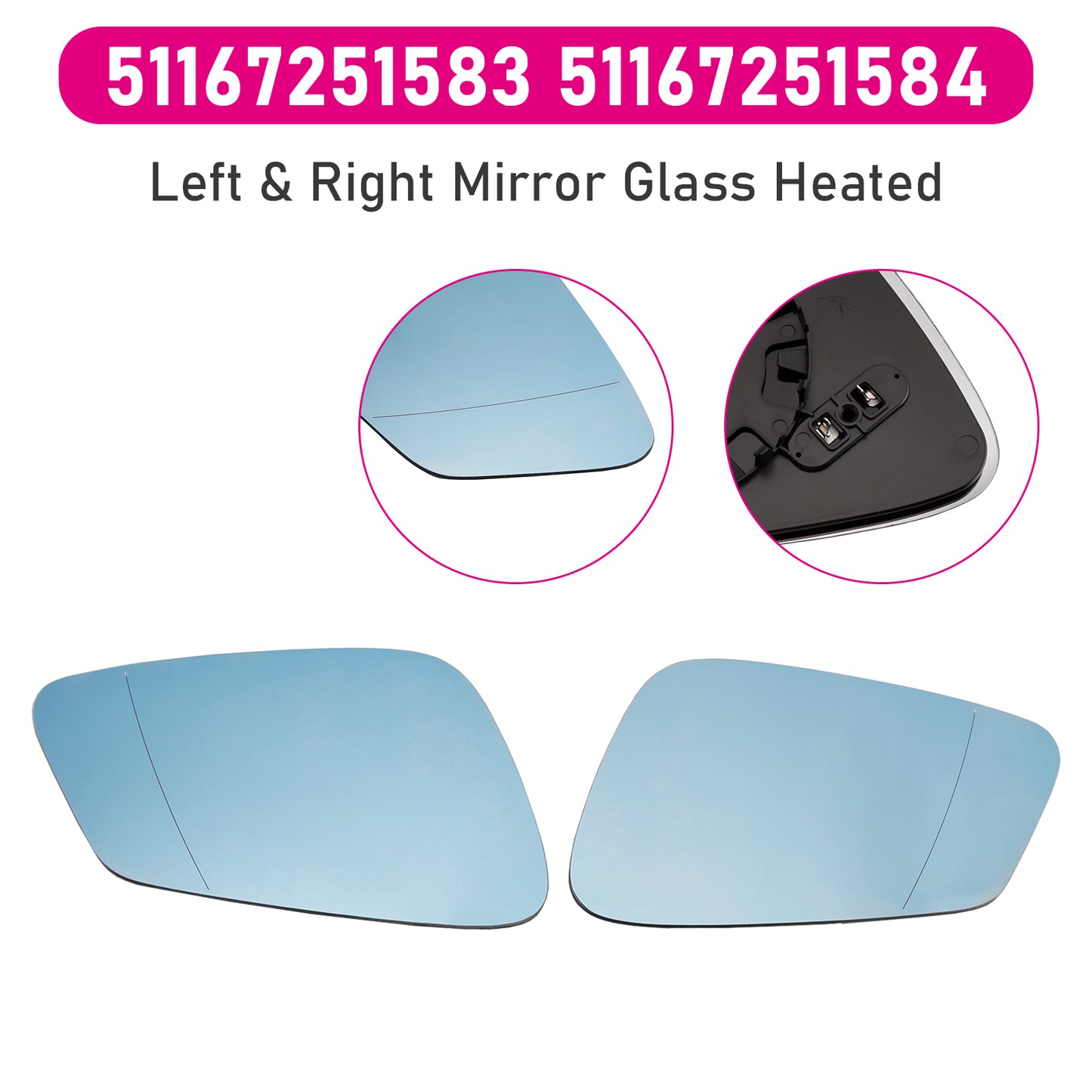 BMW 5 6 7 series 51167251583 51167251584 Left & Right Mirror Glass Heated