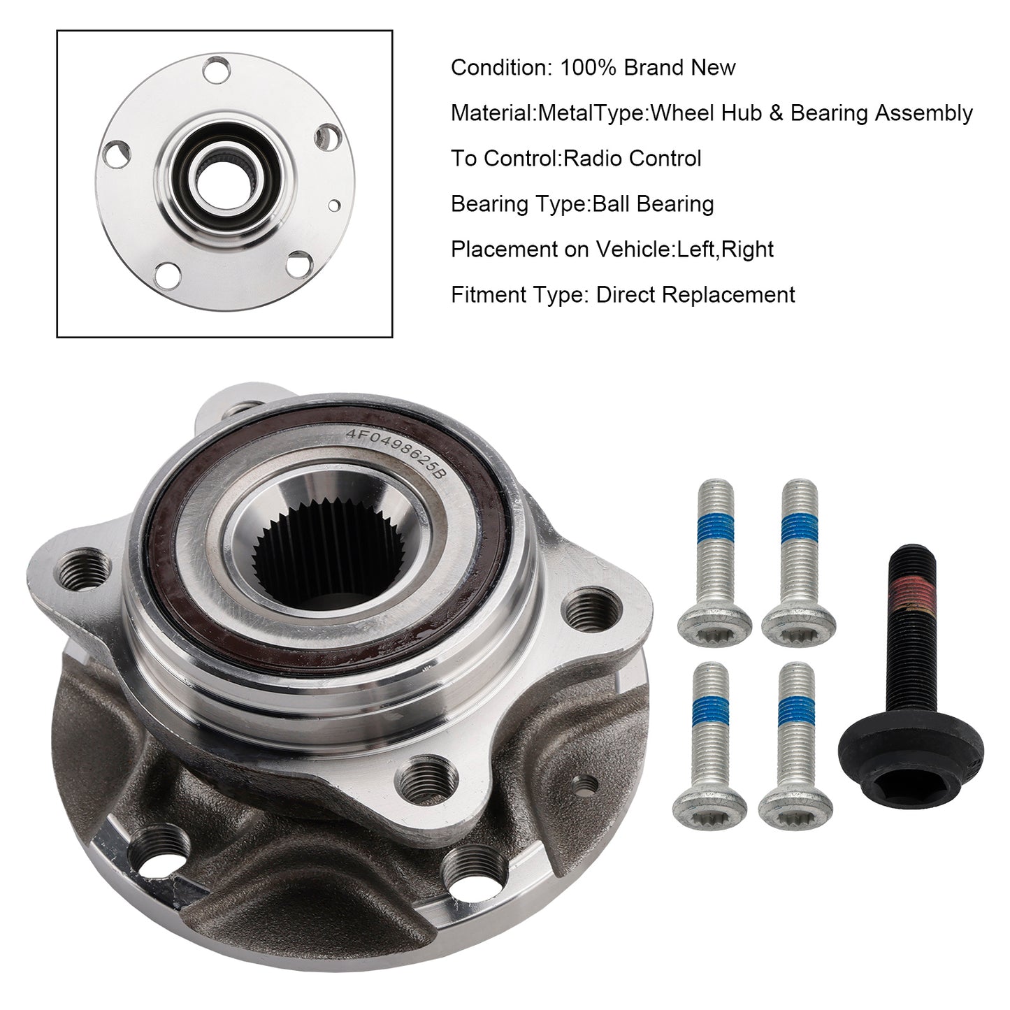 2008-2012 Audi R8 2008-2012 All Engine Front or Rear 4D0407613E Wheel Hub Bearing Assembly