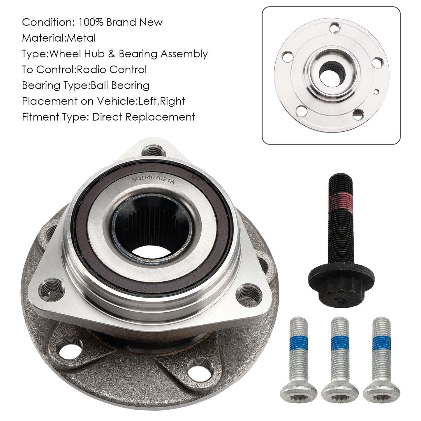 2012 VW GOLF Mk7 5Q0407621A Wheel Hub Bearing Assembly