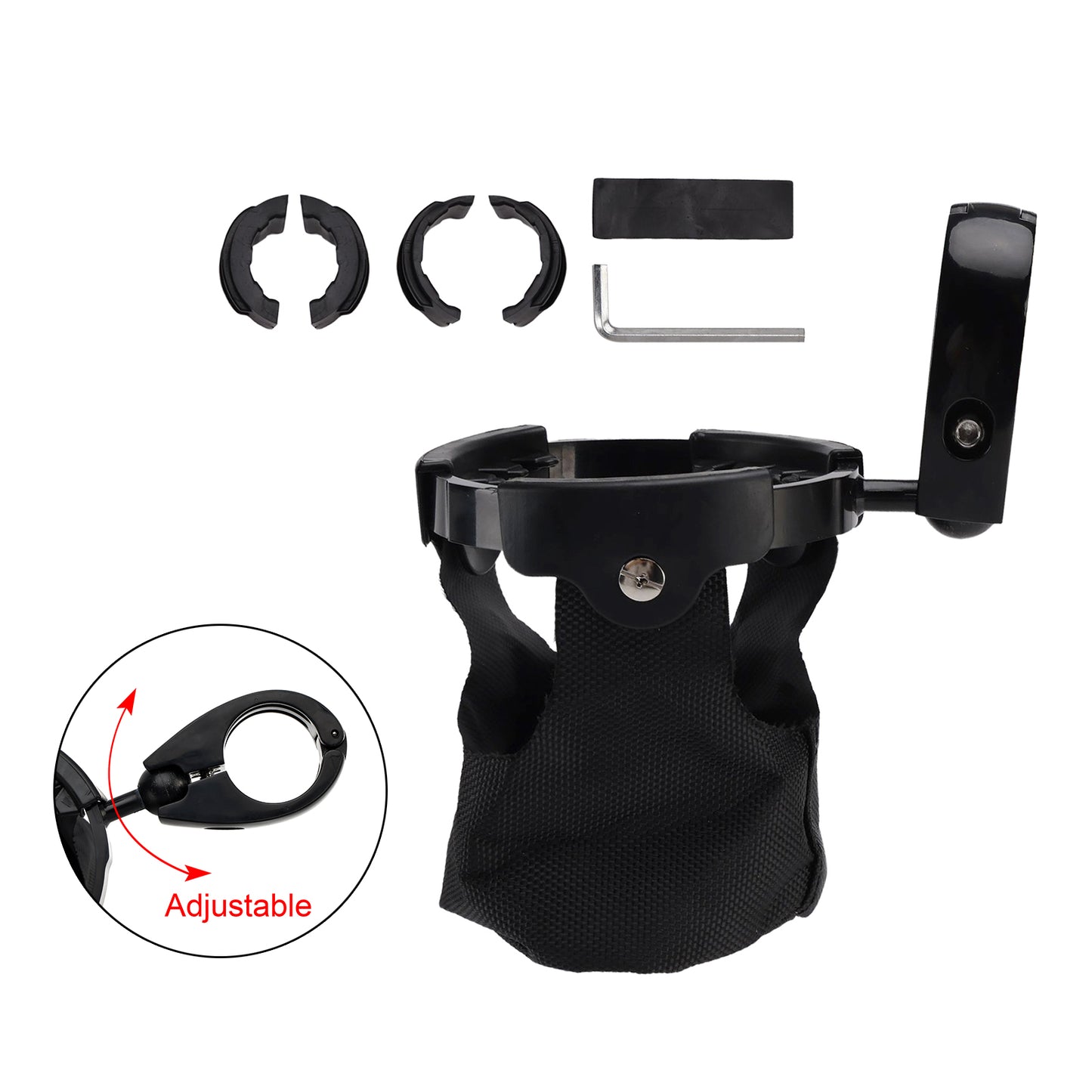 ATV UTV Bike Motorcycle Scooter Golf Cart with 22-27mm Bar Cup Bracket Holder Bottle Cargo Carrier Black Universal