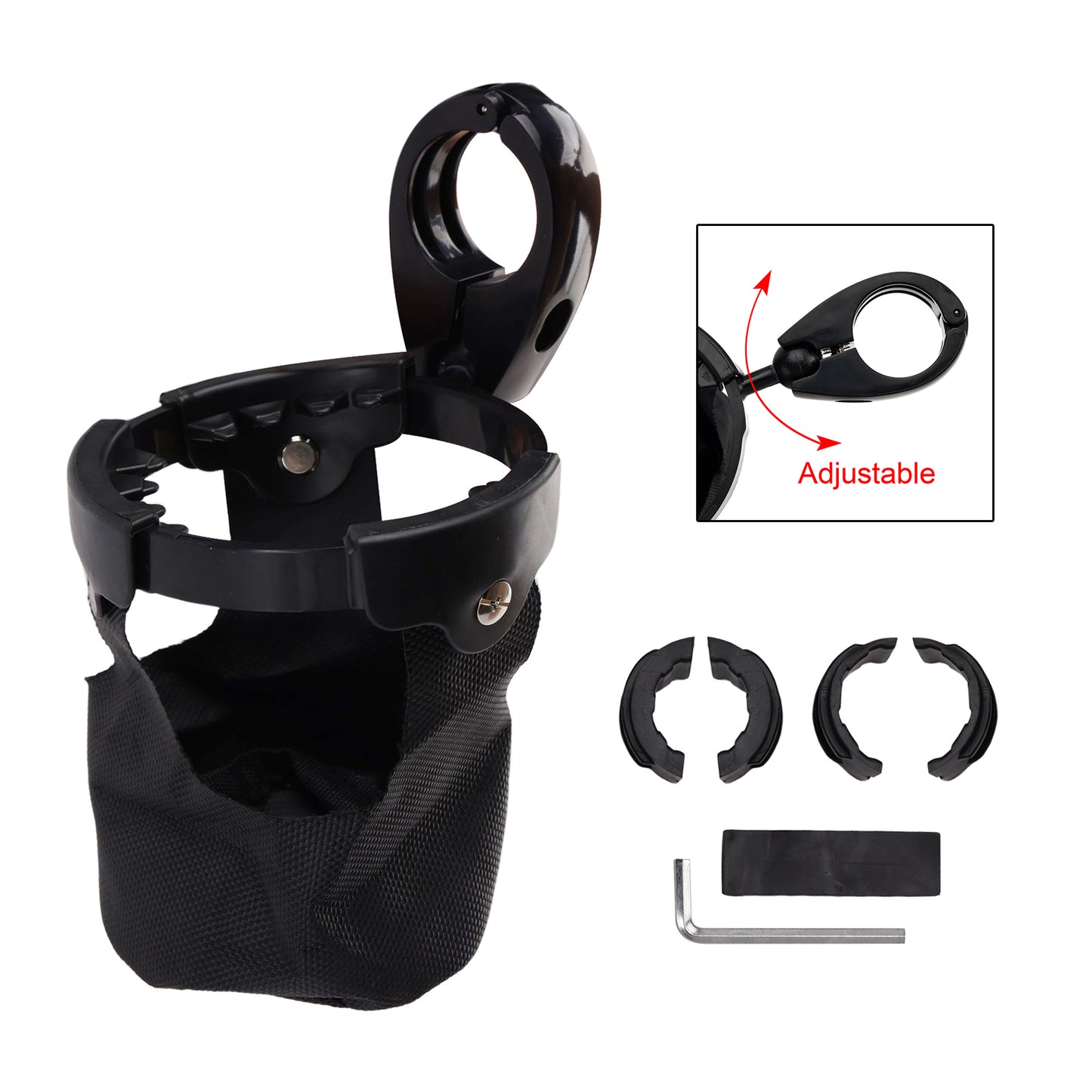 ATV UTV Bike Motorcycle Scooter Golf Cart with 22-27mm Bar Cup Bracket Holder Bottle Cargo Carrier Black Universal