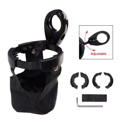 ATV UTV Bike Motorcycle Scooter Golf Cart with 22-27mm Bar Cup Bracket Holder Bottle Cargo Carrier Black Universal