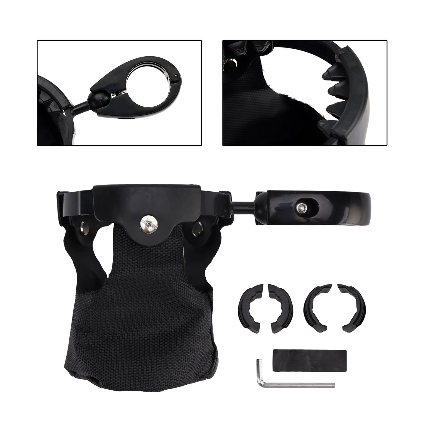 ATV UTV Bike Motorcycle Scooter Golf Cart with 22-27mm Bar Cup Bracket Holder Bottle Cargo Carrier Black Universal