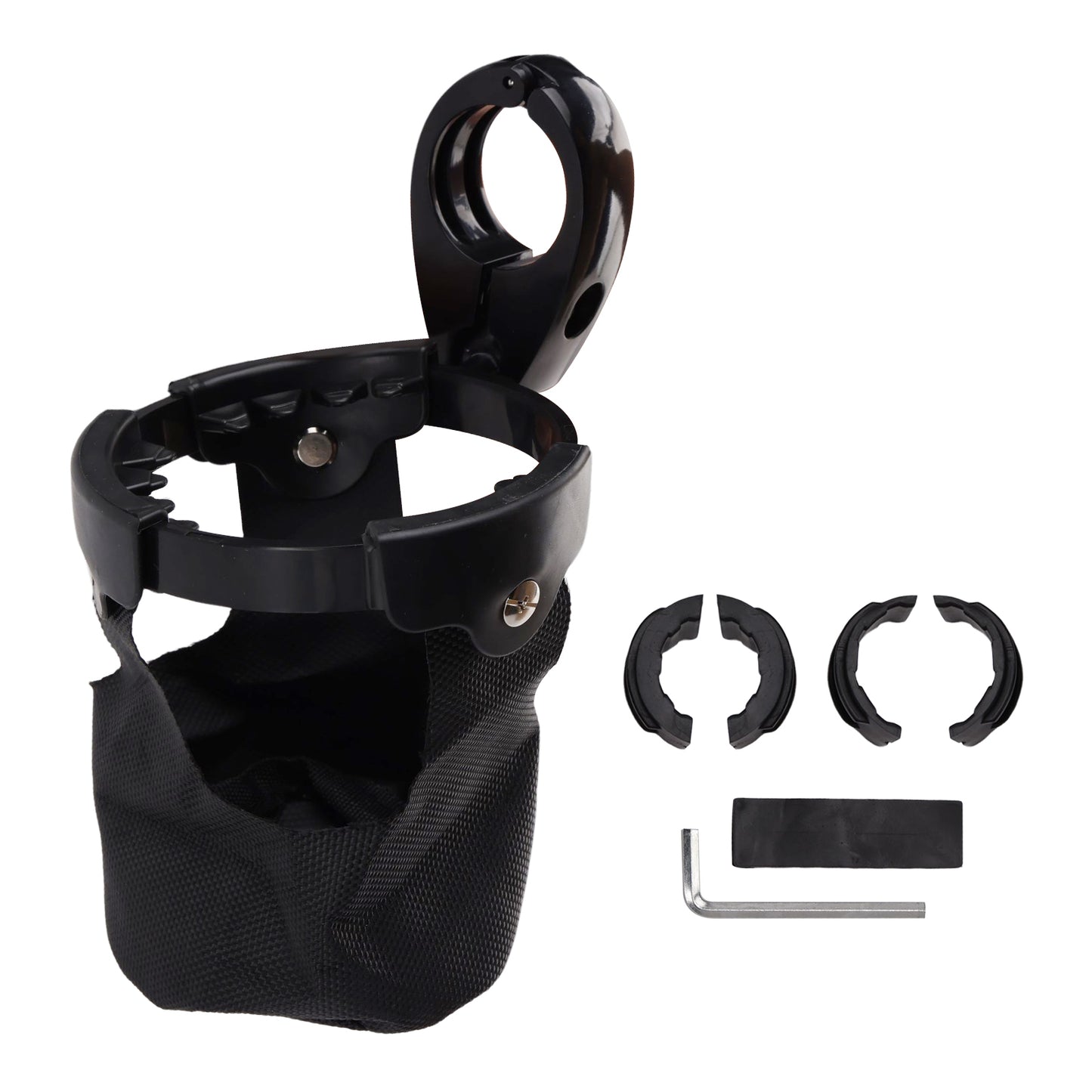 ATV UTV Bike Motorcycle Scooter Golf Cart with 22-27mm Bar Cup Bracket Holder Bottle Cargo Carrier Black Universal